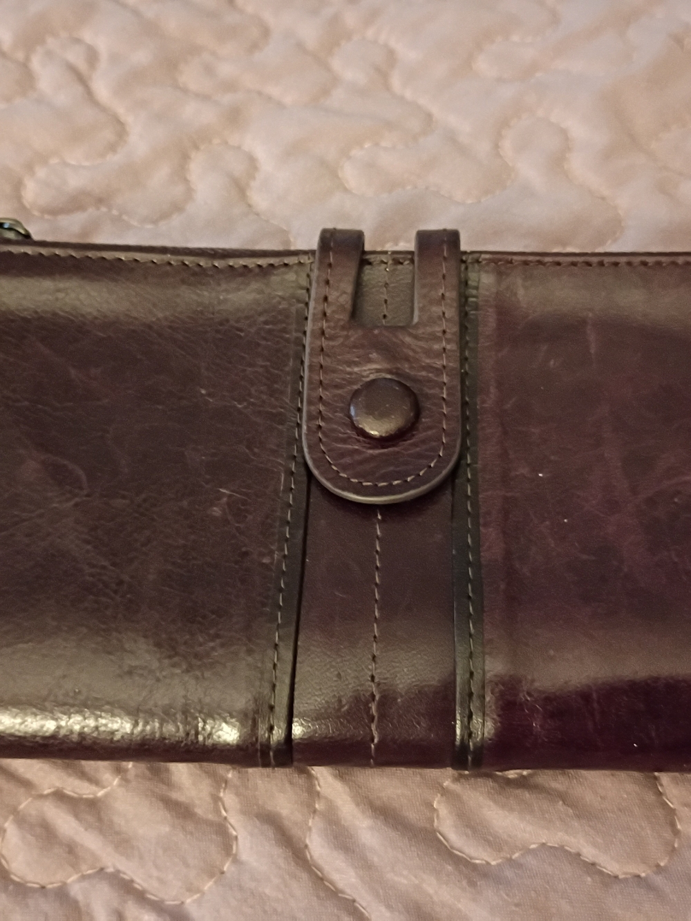 Classic Women's Leather Wallet Clutch in Dark Purple